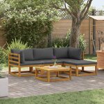 vidaXL Salon de jardin 5 Pièces avec coussins Bois d'acacia solide