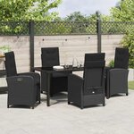 vidaXL Ensemble de salle à manger pour jardin 5 Pièces Noir polyrotin