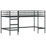 vidaXL Cadre de Lit Mezzanine pour Enfants avec Rideaux Noir et rose