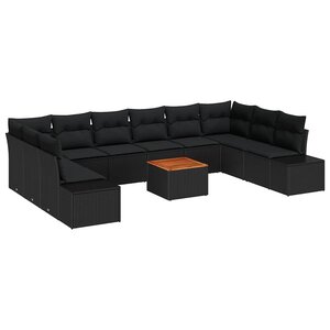 vidaXL Ensemble de canapé de jardin 11 Pièces Noir
