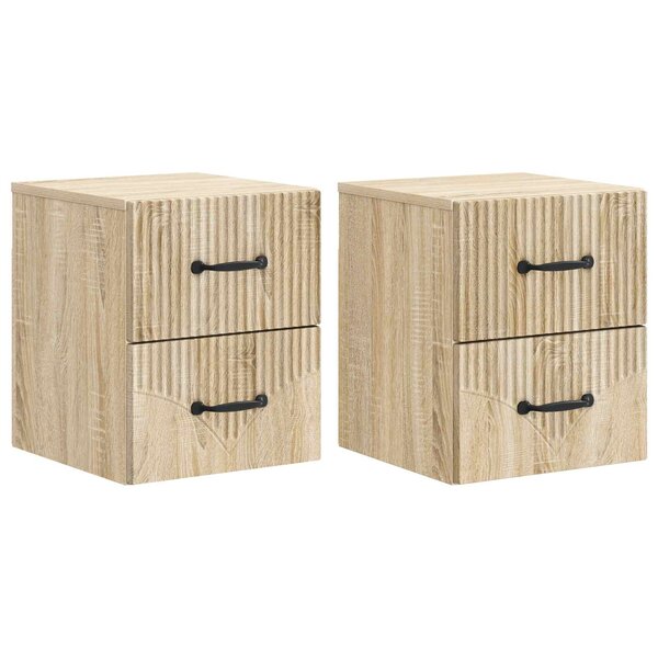vidaXL Cabinet de chevet mural 2 pc Chêne Sonoma 34 5 x 33 x 40 cm