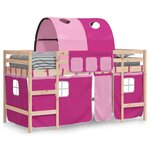 vidaXL Lit mezzanine enfants avec tunnel sans matelas rose 90x190 cm