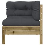 vidaXL Canapé d'angle de jardin avec coussins bois de pin imprégné