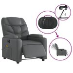vidaXL Fauteuil de massage inclinable électrique gris similicuir