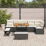 vidaXL Ensemble de canapé de jardin avec coussin 9 Pièces Noir et Crème