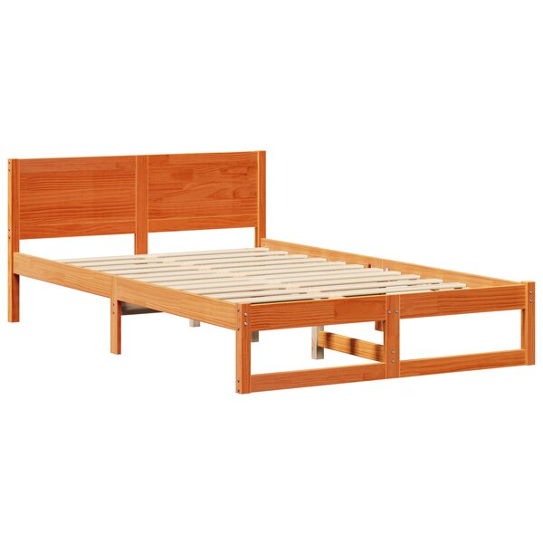 vidaXL Cadre de lit Marron cireux Bois massif 120 x 190 cm Cadre de lit