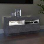 vidaXL Meuble TV avec lumières LED gris béton 80x35x40 cm