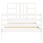 vidaXL Cadre de lit et tête de lit blanc 100x200 cm bois massif