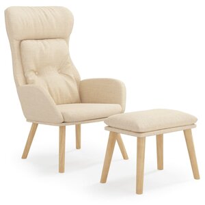 vidaXL Chaise de relaxation avec repose-pied Crème Tissu