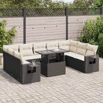 vidaXL Salon de jardin 10 Pièces avec coussins noir résine tressée