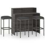 vidaXL Ensemble de bar de jardin avec coussins 4 Pièces Gris