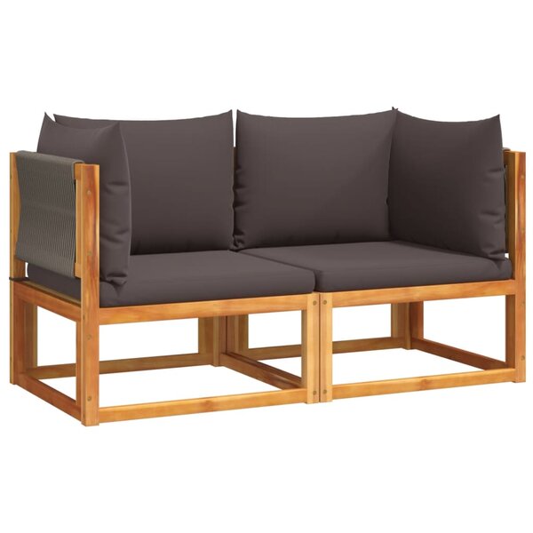 vidaXL Canapés d'angle de jardin et coussins 2Pièces bois massif d'acacia