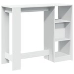 vidaXL Table de bar et étagère blanc 124x46x103 5 cm bois d'ingénierie