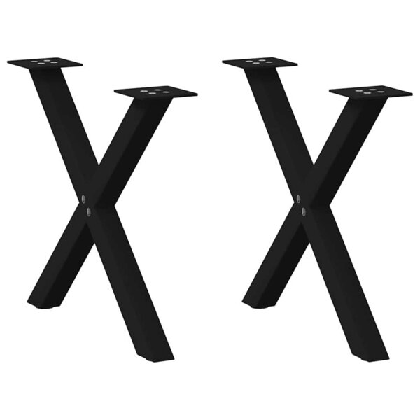 vidaXL Pieds de table basse en forme de X  2 pièces  noir  50 x (42-43) cm  acier