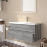 vidaXL Meuble lavabo avec bassin intégré Sonoma gris Bois d'ingénierie