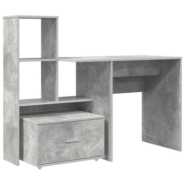 vidaXL Bureau Gris béton 131 5 x 50 x 106 5 cm Bois d'ingénierie