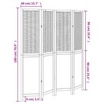 vidaXL Cloison de séparation 4 panneaux marron foncé paulownia massif