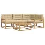 vidaXL Ensemble de canapés d'extérieur 5 Pièces Blanc et Beige
