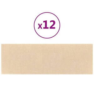 vidaXL Panneaux muraux 12 Pièces Crème 90x30 cm Tissu 3 24 m²