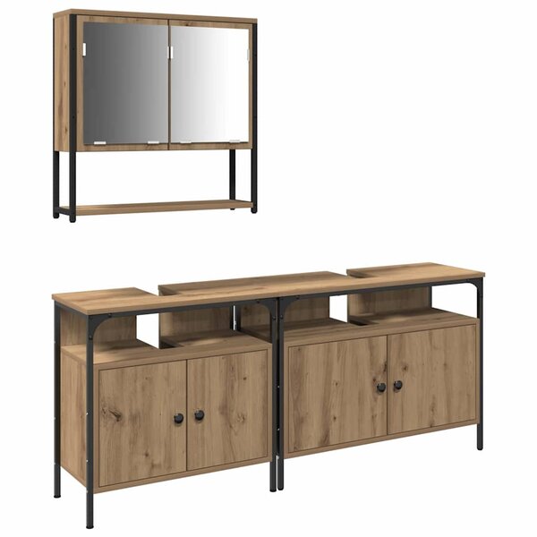 vidaXL Ensemble de mobilier de salle de bain avec porte 3 Pièces Marron