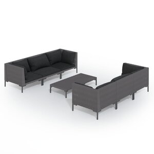 Salon de jardin meuble d'extérieur ensemble de mobilier 7 pièces avec coussins résine tressée gris foncé 02_0017287