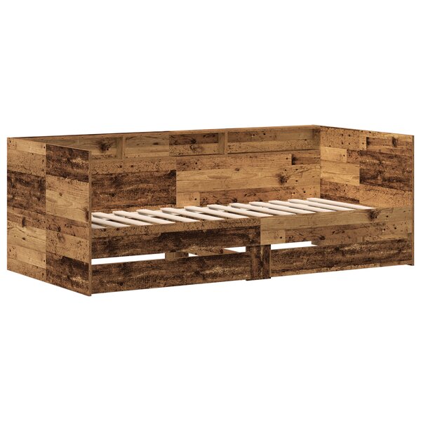 vidaXL Lit de jour avec tiroirs Bois vieilli Bois d'ingénierie 90 x 190 cm