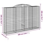 vidaXL Paniers à gabions arqués 10 Pièces 300x50x180/200 cm fer galvanisé