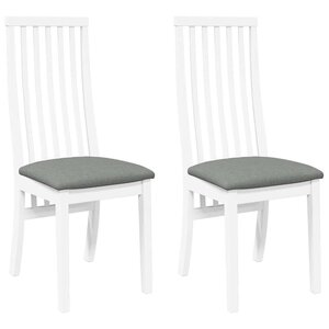 vidaXL Chaises à manger coussins 2 Pièces blanc bois massif caoutchouc