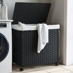 vidaXL Panier à linge avec roulettes noir 60x35x60 5 cm résine tressée