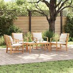 Ensemble de canapé de jardin 5 Pièces Naturel Bois de teck solide
