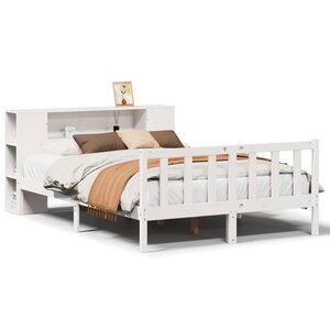 vidaXL Lit bibliothèque sans matelas blanc 140x200 cm bois pin massif