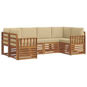vidaXL Ensemble de canapé d'angle avec coussin 6 Pièces Naturel