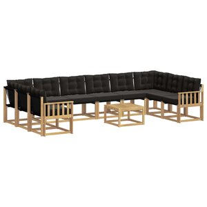 vidaXL Ensemble de canapés d'extérieur 11 pc Blanc et noir
