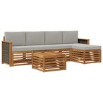 vidaXL Ensemble de canapés d'extérieur 6 pc Naturel et gris clair