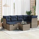 vidaXL Salon de jardin avec coussins 7 Pièces gris résine tressée