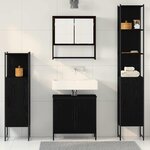 vidaXL Ensemble de mobilier de salle de bain avec stockage 4 Pièces Noir