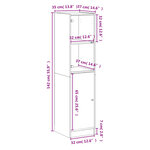 vidaXL Buffet avec porte en verre gris béton 35x37x142 cm
