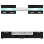 vidaXL Ensemble mural pour TV 5 Pièces avec lumières LED Noir brillant