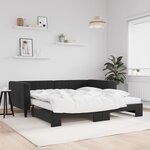 vidaXL Lit de jour avec lit gigogne et matelas noir 100x200 cm velours