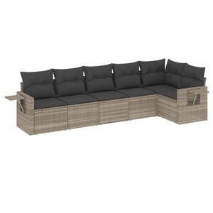 vidaXL Salon de jardin 6 Pièces avec coussins gris clair résine tressée