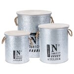 H&S Collection Ensemble de boîtes de rangement avec corde 3 Pièces Zinc