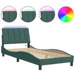 vidaXL Cadre de lit avec lumières LED vert foncé 90x200 cm velours