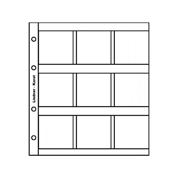 Feuilles numismatiques Karat pour 9 étuis carton 50 x 50 mm. Intercalaires - Blanc