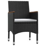 vidaXL Ensemble à manger de jardin avec coussins 5 Pièces Noir