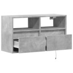 vidaXL Meuble TV mural avec lumières LED gris béton 80x31x45 cm