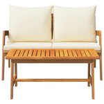 vidaXL Ensemble Bistro 2 pièces avec coussins en bois massif d'acacia