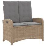 vidaXL Banc inclinable de jardin avec coussins beige résine tressée