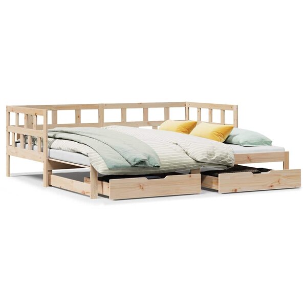 vidaXL Lit de jour avec gigogne et tiroirs sans matelas 80x200 cm