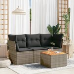 vidaXL Salon de jardin 4 Pièces avec coussins gris résine tressée