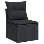 vidaXL Salon de jardin 8 Pièces avec coussins noir résine tressée